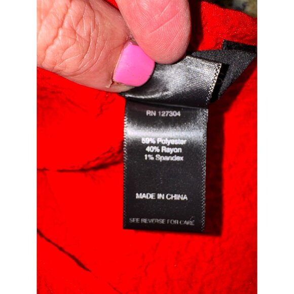 Ali Miles Red Crinkled Textured Tunic Top Button Details 1X Casual Comfort Trave - Picture 9 of 10